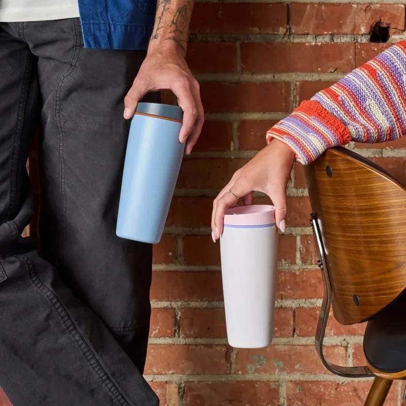 12/20oz Rozsdamentes Acél Vákuumos Pohár Kávéspohár Egyszerű Divatos Férfi & Női Kávéspohár Kültéri Sport Hordozható Pohár Páros Bögrék