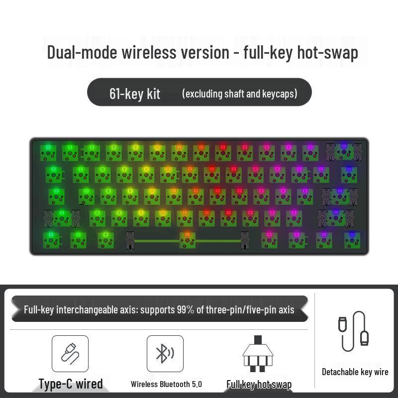 Multi-Size Wireless Bluetooth Mechanical Keyboard Kit with RGB, Customizable and Three-Mode Connectivity