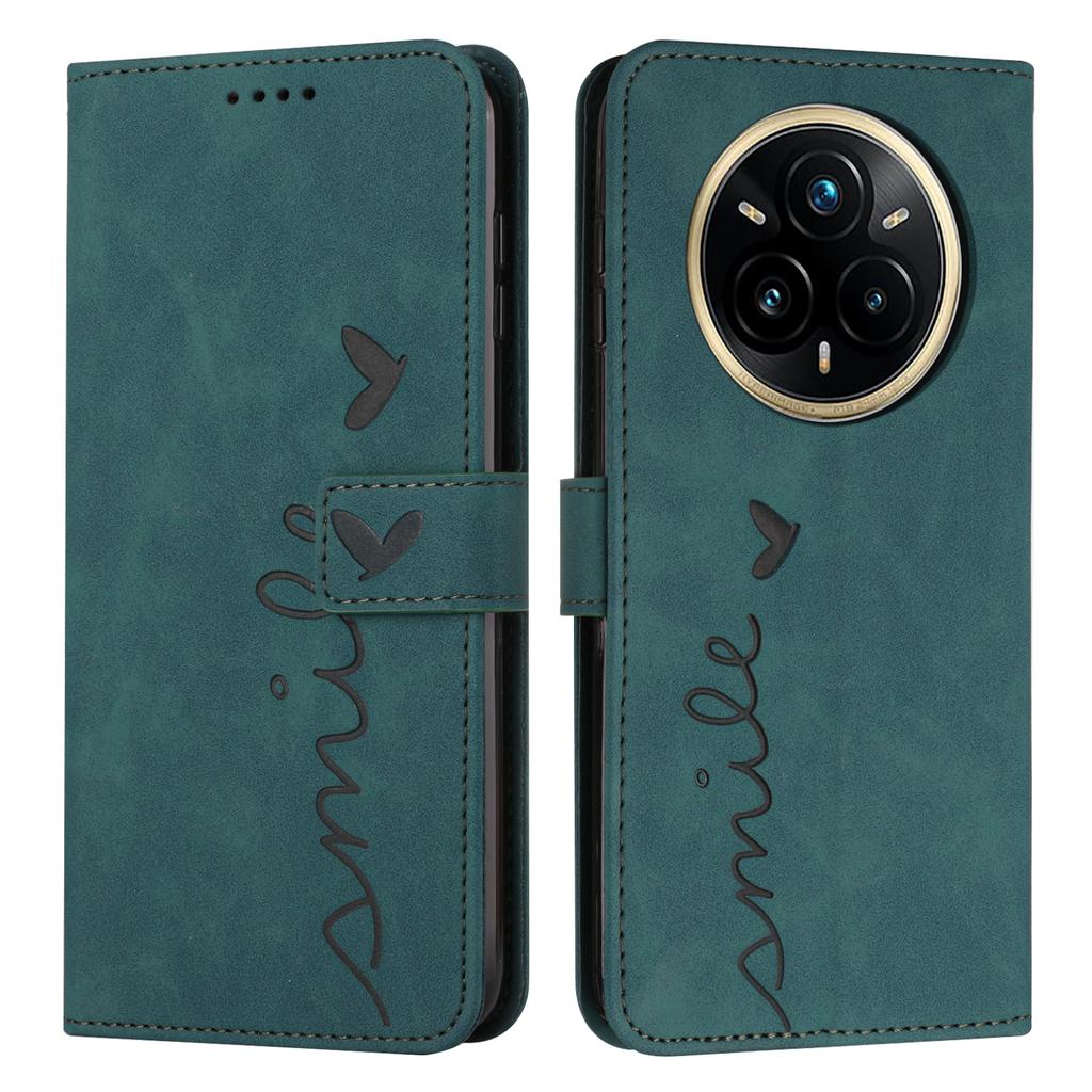 For Realme 14 Pro 5G Case Viewing Stand PU Leather Phone Cover Imprinted Heart Pattern