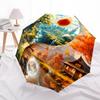 1PC Fantasy Landscape Automatic Open/close Umbrella with 8-Rib Structure for Women/Men, All-Season Use - Travel Essential, Stylish Accessory, Highqual