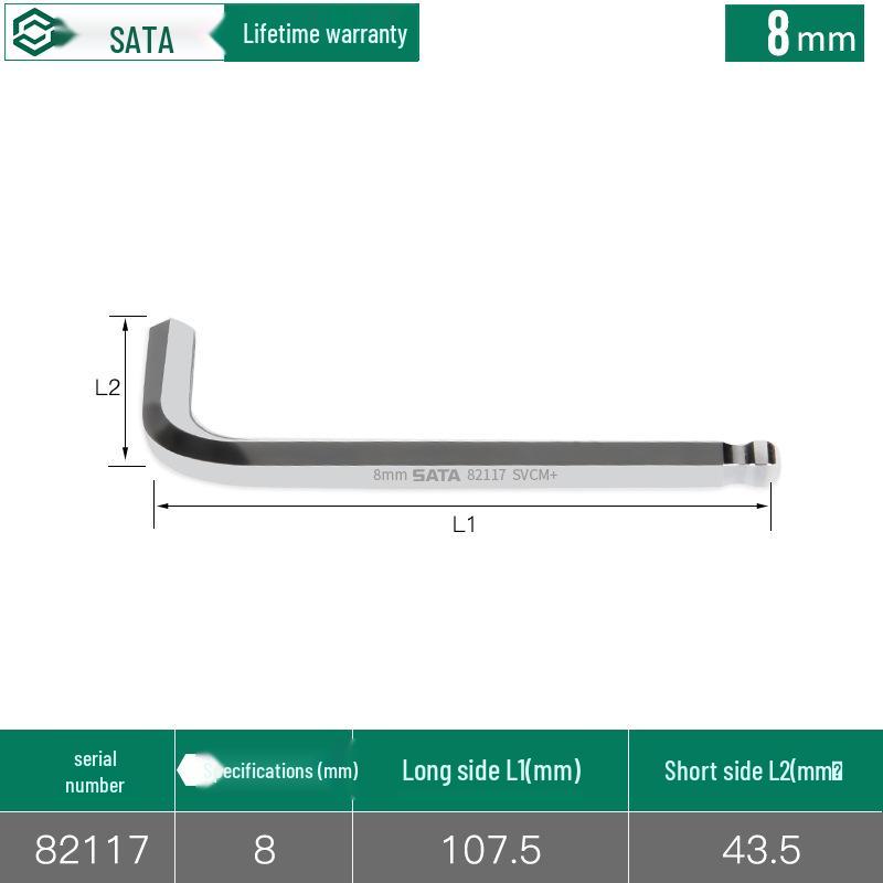 SATA Hex Key L-Type Flat & Ball Head Metric Screwdriver, Sizes 82104-82119