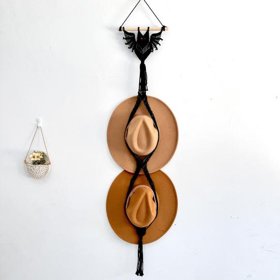 Hat Hanger Gothic Style Halloween Bat Shape Easy Installation Wall Mounted Cloak Rack Hand-Woven Baseball Cap Holder