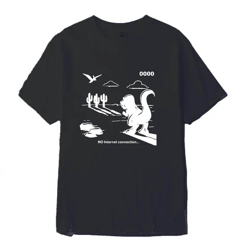Men's T-shirt100%cotton Casual Funny Dinosaur Print T-shirt Loose O-neck Tshirt Short Sleeve T-shirt Male Tee Shirts Topss
