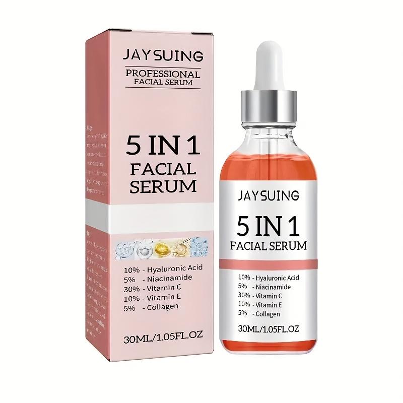 30ml 5 In 1 Face Serum Moisturizing Hyaluronic Acid Vitamin C Facial Serum Smoothing Brightening Skin Care
