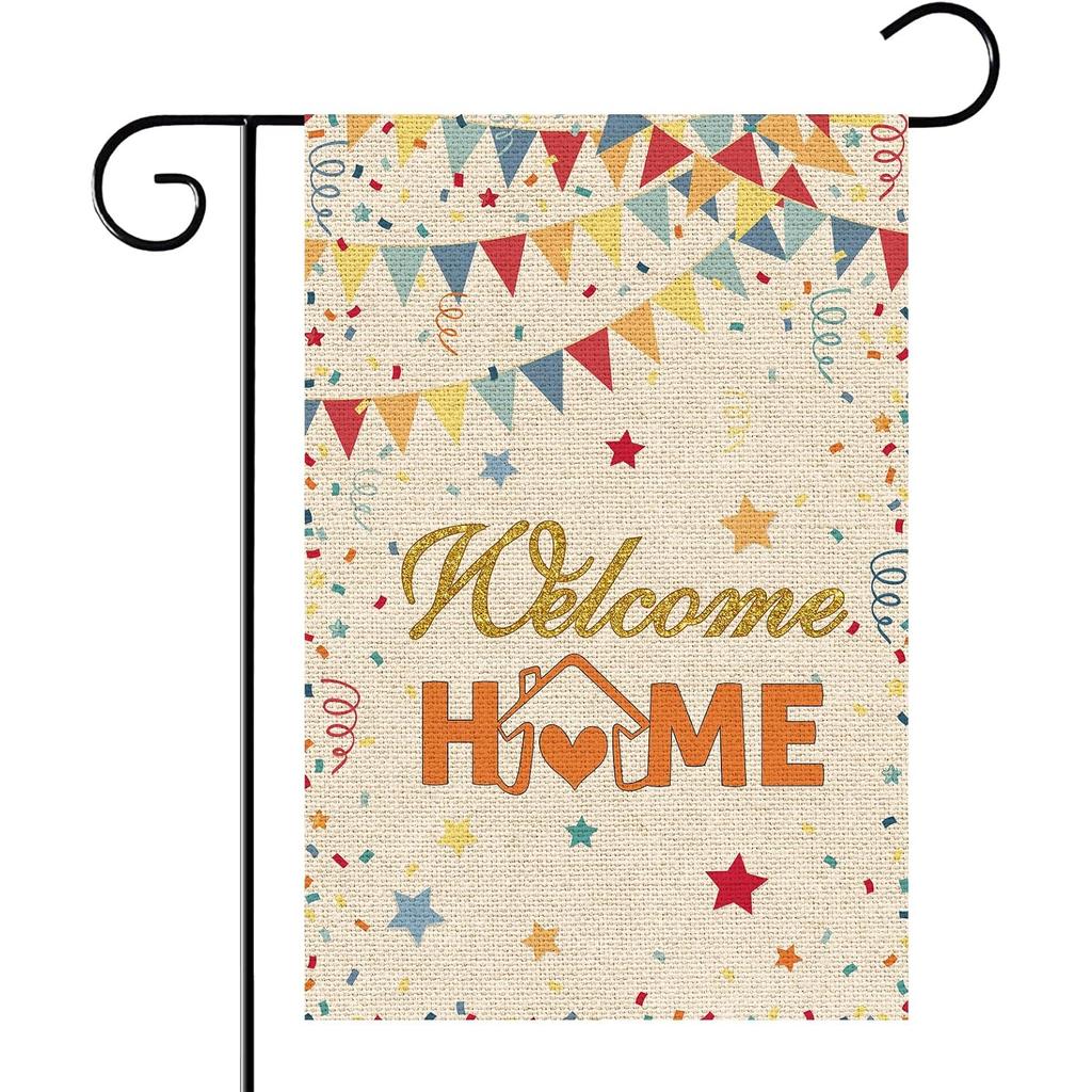 Garden Flag for Welcoming Home - Sign for a Returning Home Celebration in The Yard - Cheerful Retirement Decoration for The Door And Lawn/Indoor And O