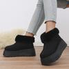 2025 New Plus-size Wool Cotton Shoes Women's Winter Platform Muffin Fleece Warm Wedge Short Snow Boots