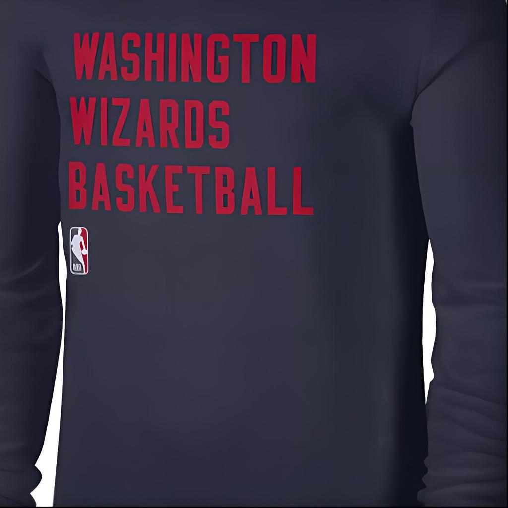 Nike Washington Wizards Letter Logo Print Crew Neck Long Sleeve Basketball Shirt Men tops Blue FD9969-419