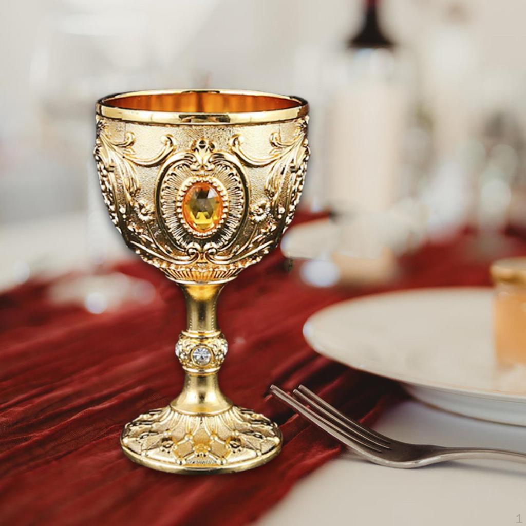 Embossed Water Goblet Drinking Cup Collection Reusable Tableware Metal Mini for Holiday Party