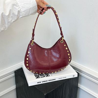 Fashion Summer New Women's Shoulder Bag Wind Rivet Handbag Retro Soft Underarm Bag