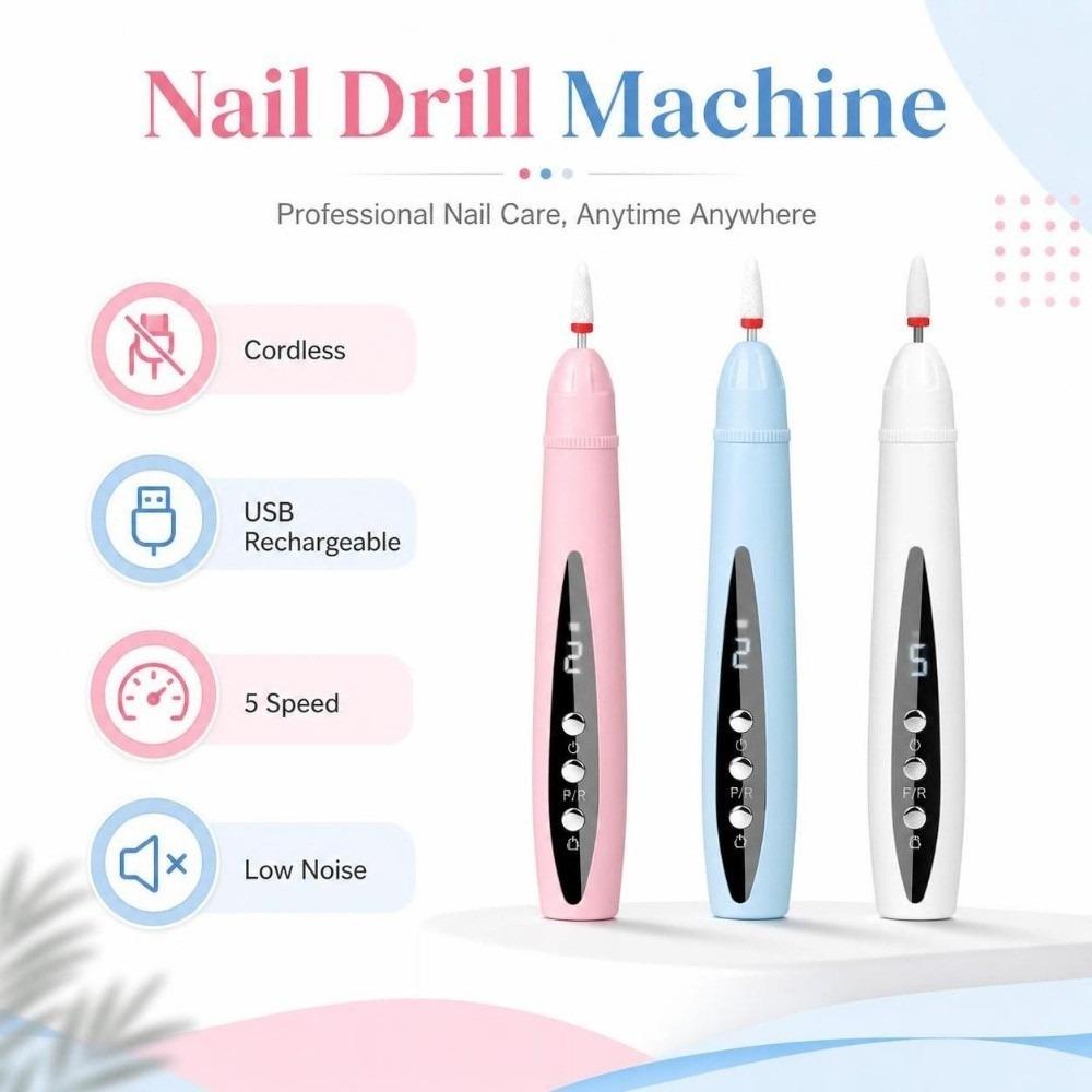 6 Grinding Head Nail Drill Machine 2-In-1 Electric Nail Drill UV Nail Polish Remover Household