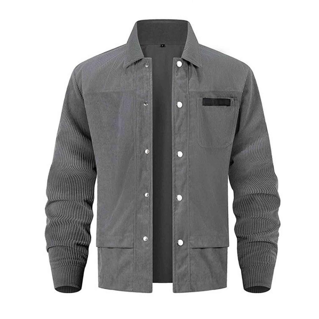 Heren Casual Effen Corduroy Reversjas, Heren Losse En Zachte Stof Knoopoverhemdjas