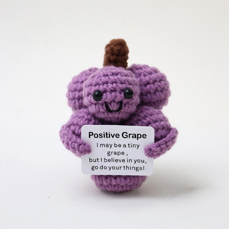 Handmade Crochet Emotional Ornament Positive Energy Fruit Animal Hook Woven Finished Product Car Decorations Encouragement Card