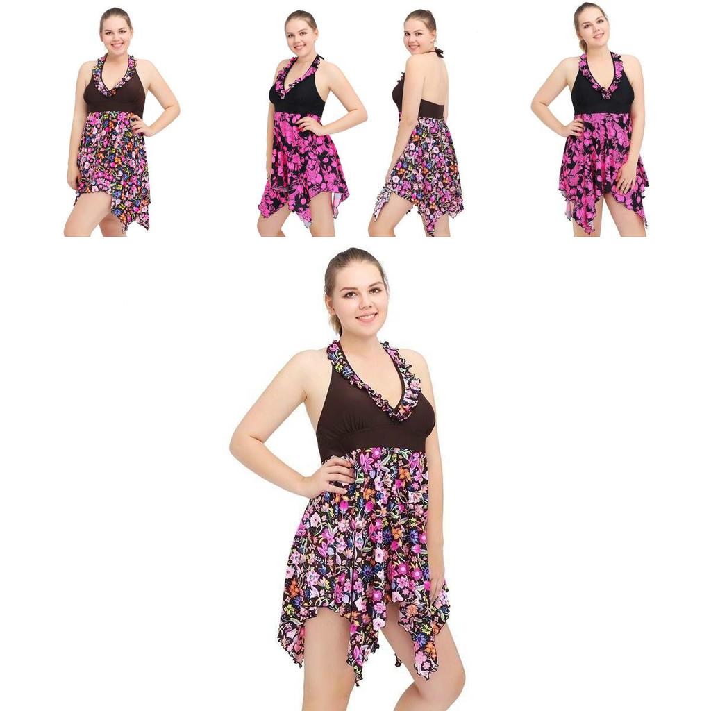 Stilvolles Neues Damen Sexy Mode Übergröße Floral High Waist Badeanzugkleid Für Elegante Schwimmtage