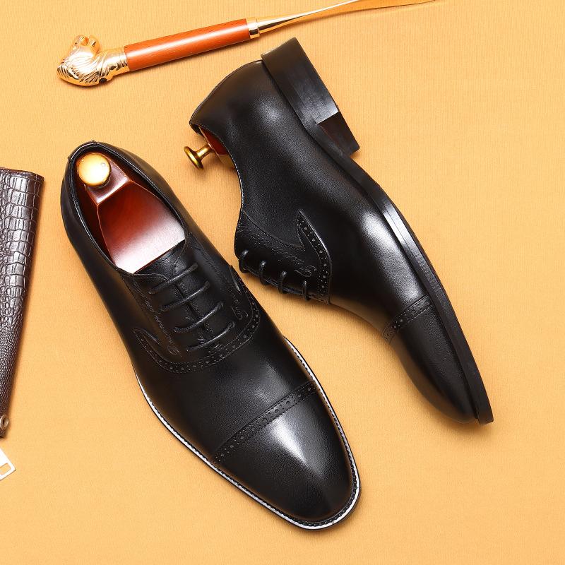 Luxury Dress Shoes Men's Genuine Leather Italian Wingtip Oxfords Brogue Business Wedding Formal Shoes For Men