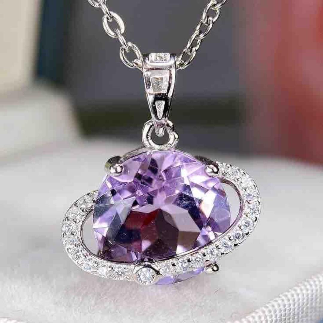 Elegant Women s 2025 Amethyst Pendant Necklace in S925 Sterling Silver 925 Silver