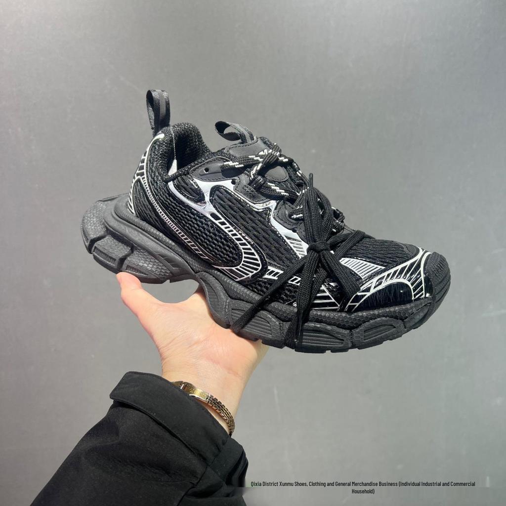 Men's Black Distressed Style 3XL Thick-Soled Casual Sports Dad Shoes with Height Boost