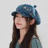 Women's Plaid Cat Octagonal Beret Hat