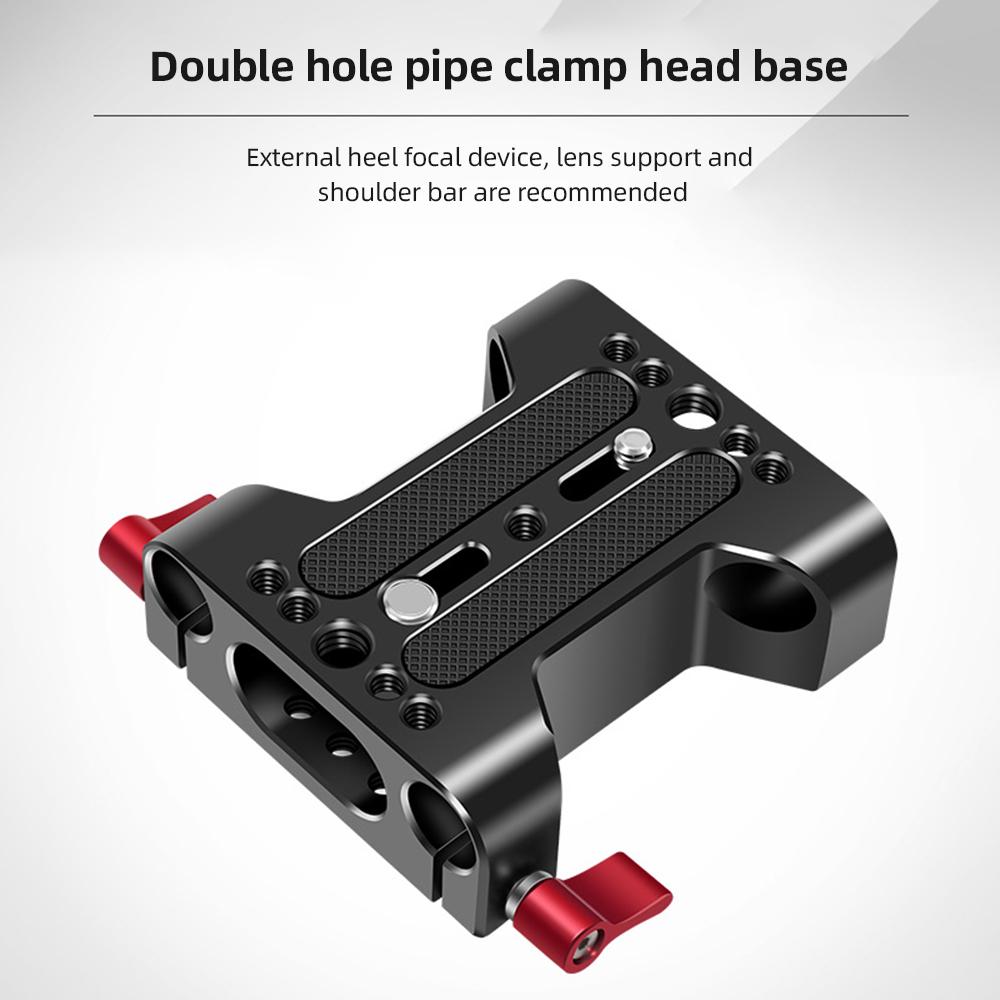Multipurpose Camera Base Plate with 15mm Rod Rail Clamp Tripod Mounting Baseplate Aluminum Alloy for DSLR Rig Support
