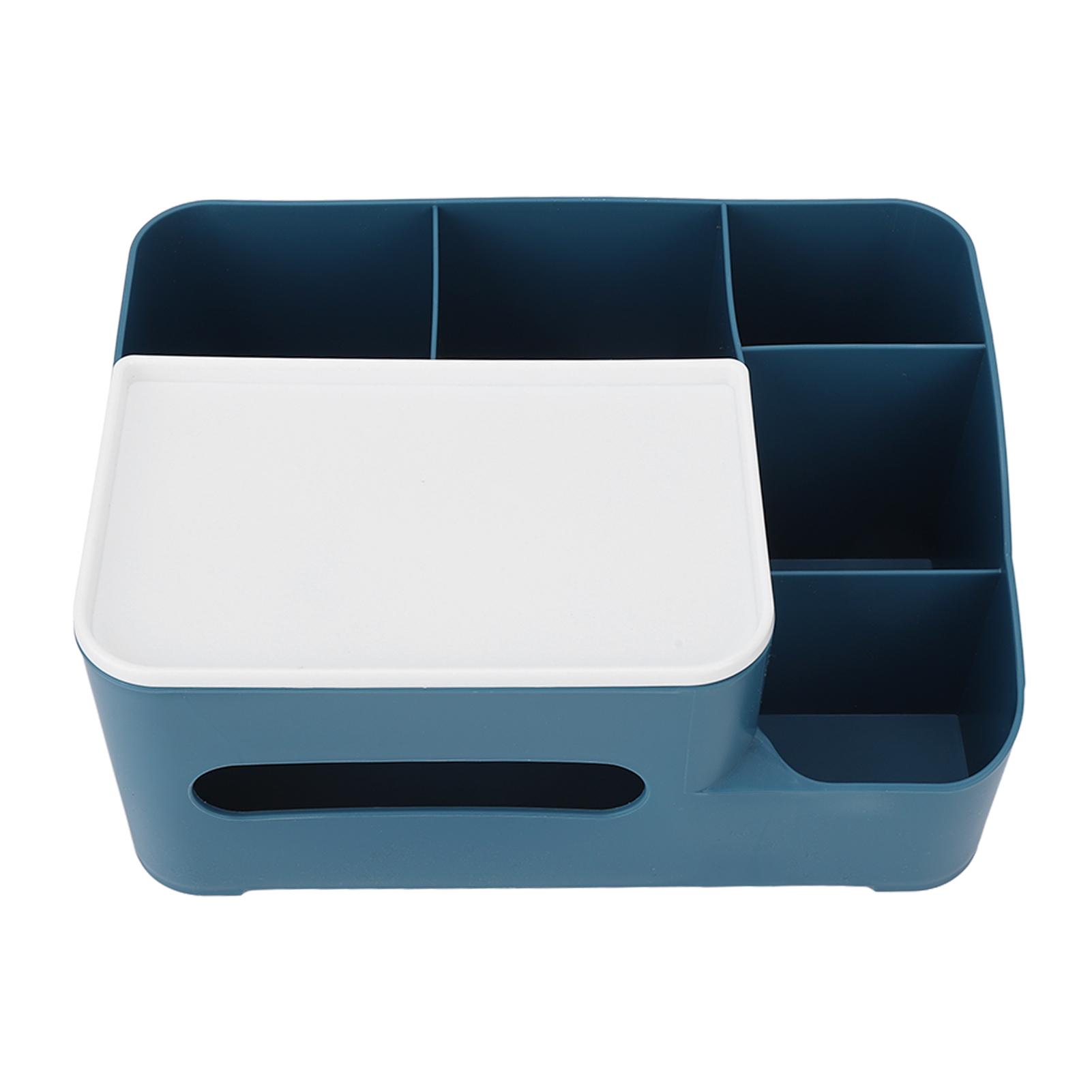 

Tissue Storage Box Navy Blue Large Opening Design Big Capacity Double Layer Heightened Base Paper Box for Living Room