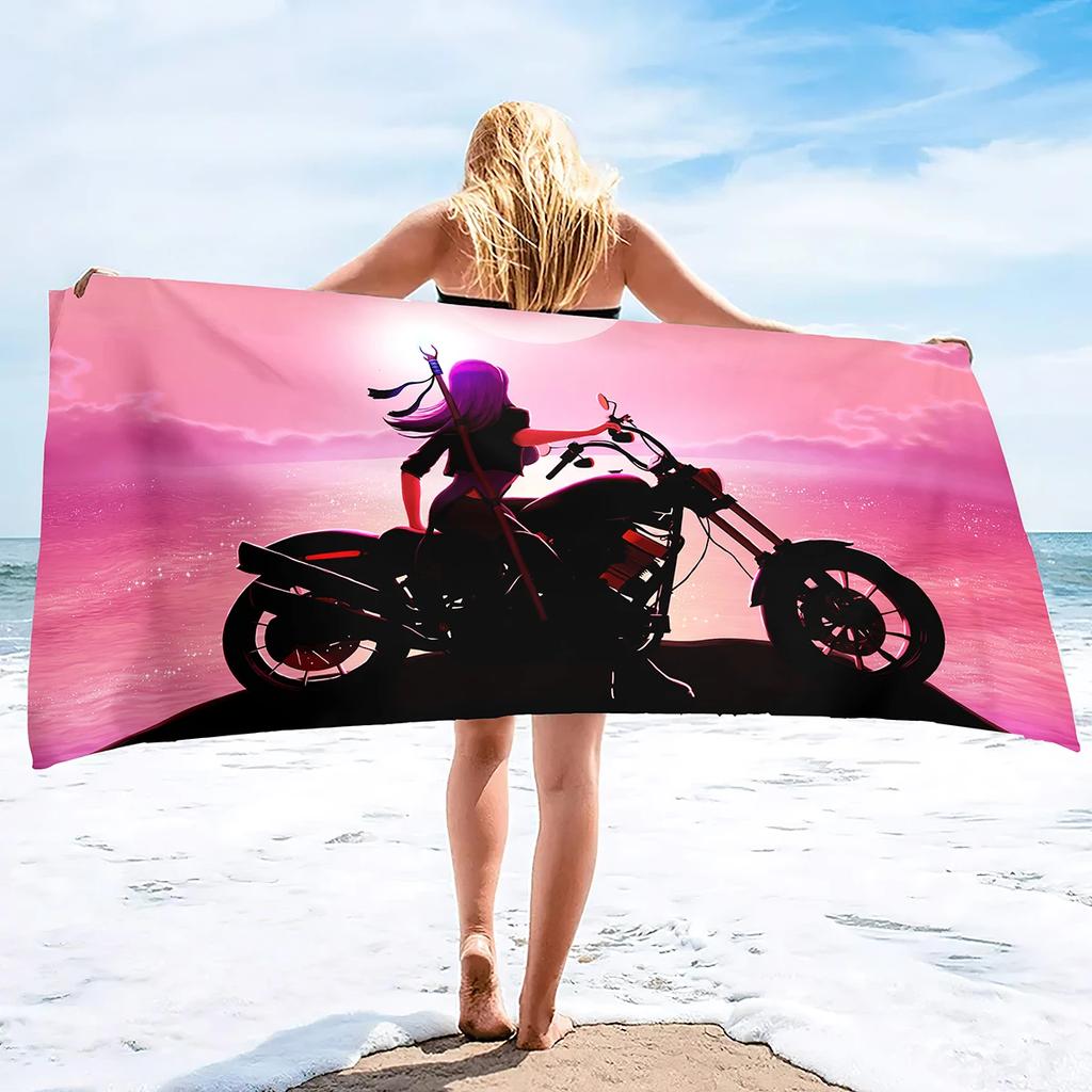 Quick Dry Beach Towels Motorcycle Vehicle Sand Free Ultra Cozy and Bath Towels Water Absorbent Oversize Beach Towel for Boys Men