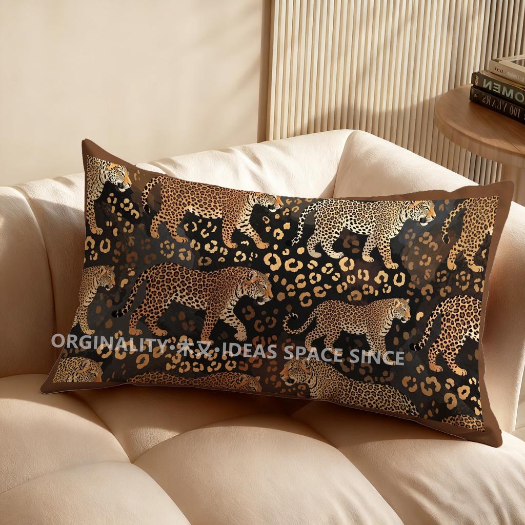 2D Leopard Skull Pattern Pillow Cover Suitable For Sofa Bedroom Car Pillow Cover Cushion Rectangular Back Cushion