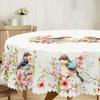 1 Piece Of Spring Flower And Bird Round And Rectangular Tablecloths, Various Sizes Available, Spring Flower And Bird Pattern Printed Decorative Tablec