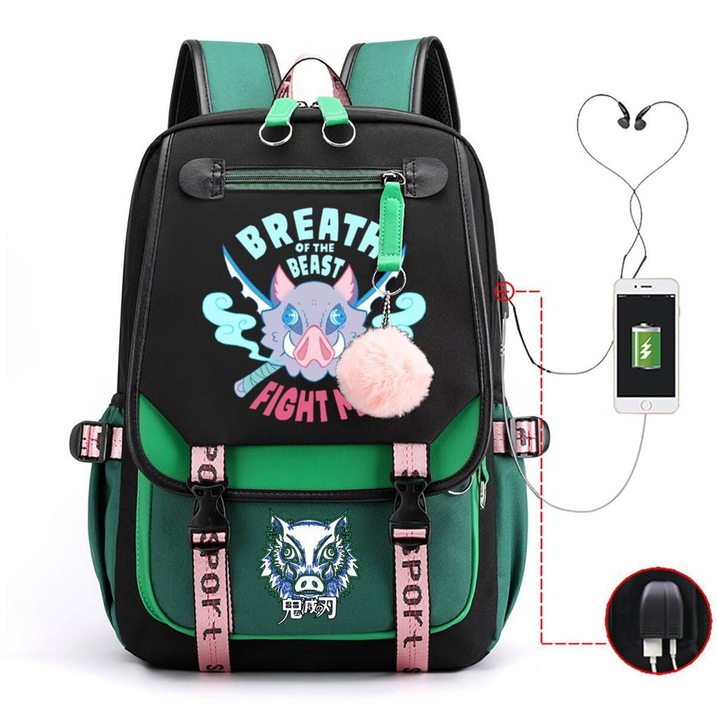 Ghost Extermination Surrounding Day Trend Backpack Large Capacity Student Schoolbag Multi-functional Leisure Outdoor Bag
