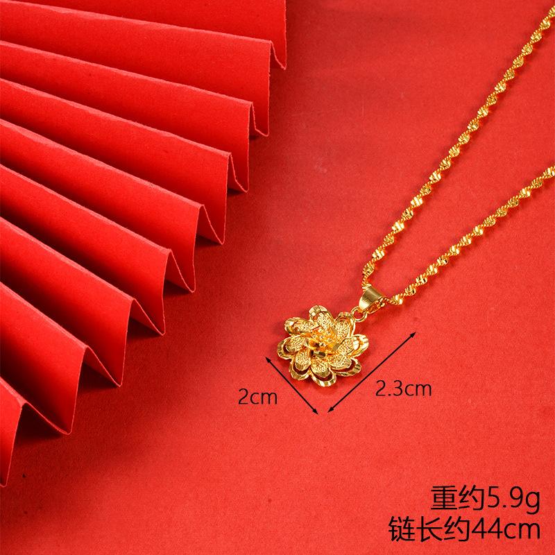 Vietnamese gold-plated necklace for women, long-lasting color, vintage heart-shaped imitation gold jewelry, copper alloy accessory, new clavicle