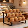 Versatile 3 Layer Wooden Stand With Sturdy Metal Structure Great For Storing Tea Cups Coffee Mugs And Decorative Items