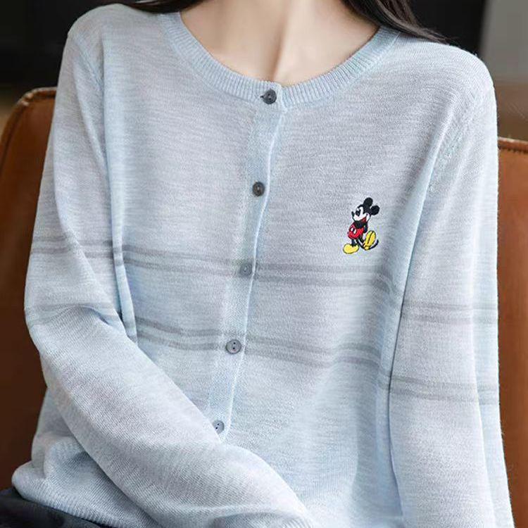 Damen Strickcardigan mit Streifen in Übergröße - Einreiher, Rundhalsausschnitt, Langarm, Lässiger Herbststil