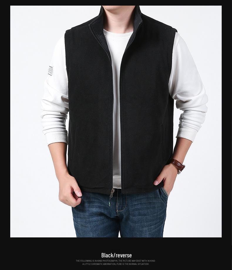 Men's Double-Sided Plush Thickened Vest, Stand-Up Collar for Outdoor, Custom Logo.