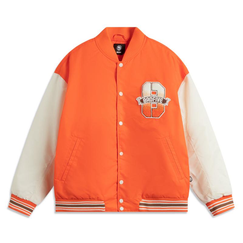 

Мужская хлопковая куртка свободного кроя на одной пуговице Li Ning Basketball Series с буквенными вставками, оранжевая куртка AJMV075-5 M