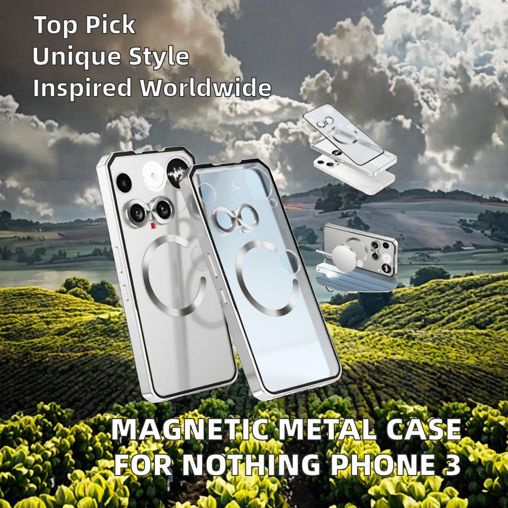 Luxury Magnetic Hybrid TPU Electroplate Bumper Frame Case for Nothing Phone 3 5G Clear Frosted Back Shockproof Cover