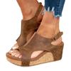 European and American direct supply large size new slope heel fish mouth thick bottom rivet sandals