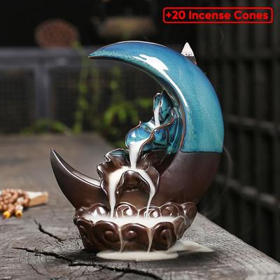 Keramik Flowback Räucherofen Künstlerische Konzeption Wasserfall Dekoration Räucherofen Kunsthandwerk Yoga Räucherstäbchen