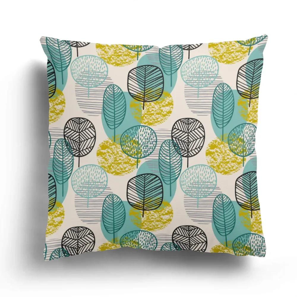Home Decor Colorful Floral And Leaf Patterned Pillow Covers Pattern Cushion Cover Suitable For Sofa Bedroom Car Pillow Cover