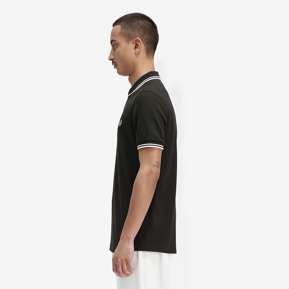 Fred Perry [M3600] Twin Tip Fred Perry Shirt - Night Green/Snow White M3600-T50