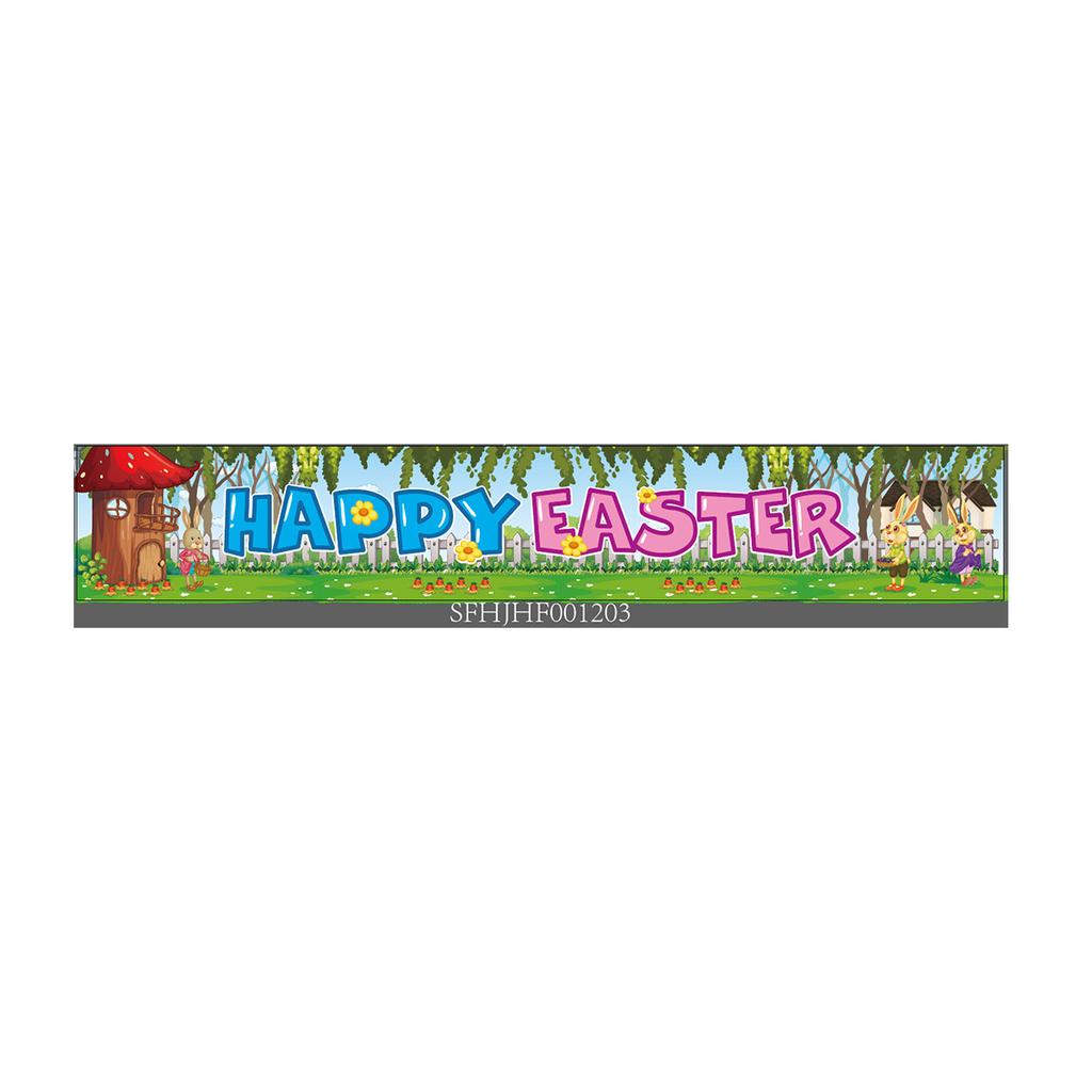 300 * 50Cm Easter Courtyard Porch Fence Decorative Banner Rabbit Egg Poster Custom