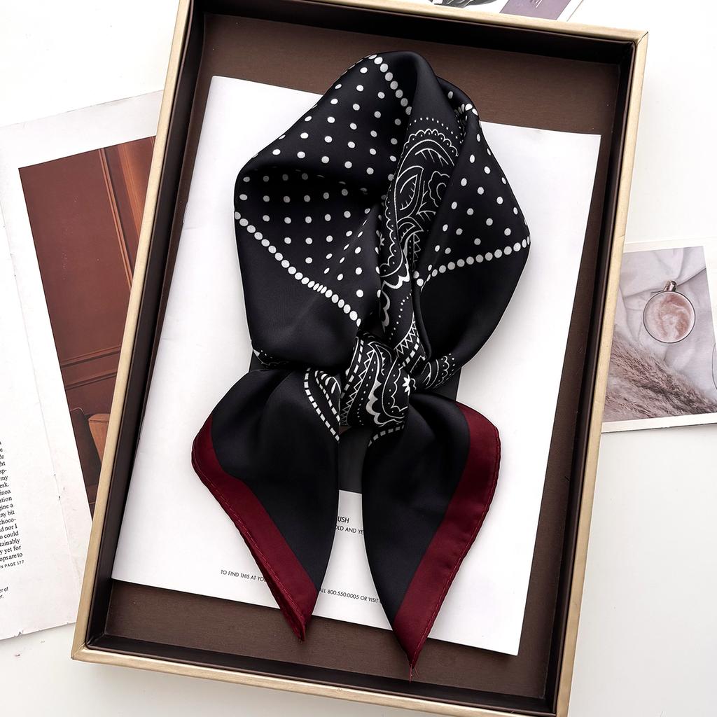 Fashion Print Women Square Scarf Silk Feeling Neckerchief Bandana Lady Spring Shawl Scarves Wrap Head Kerchief Hair Band Ties