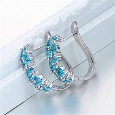 Popular Unique Rhinestone Crystal Stud Earrings for Women Slim U-shaped Ear Clip Zircon Hoop  Fashion