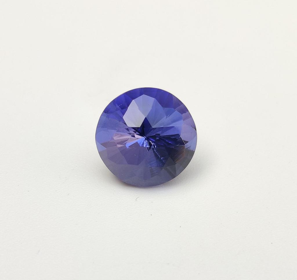 Beautiful Tanzanite Shade Natural Glass Stone, Table Size Brio Lite Faceted Stone, Round Shape Stone, 4.60 Carat, 10x9 Mm Size.