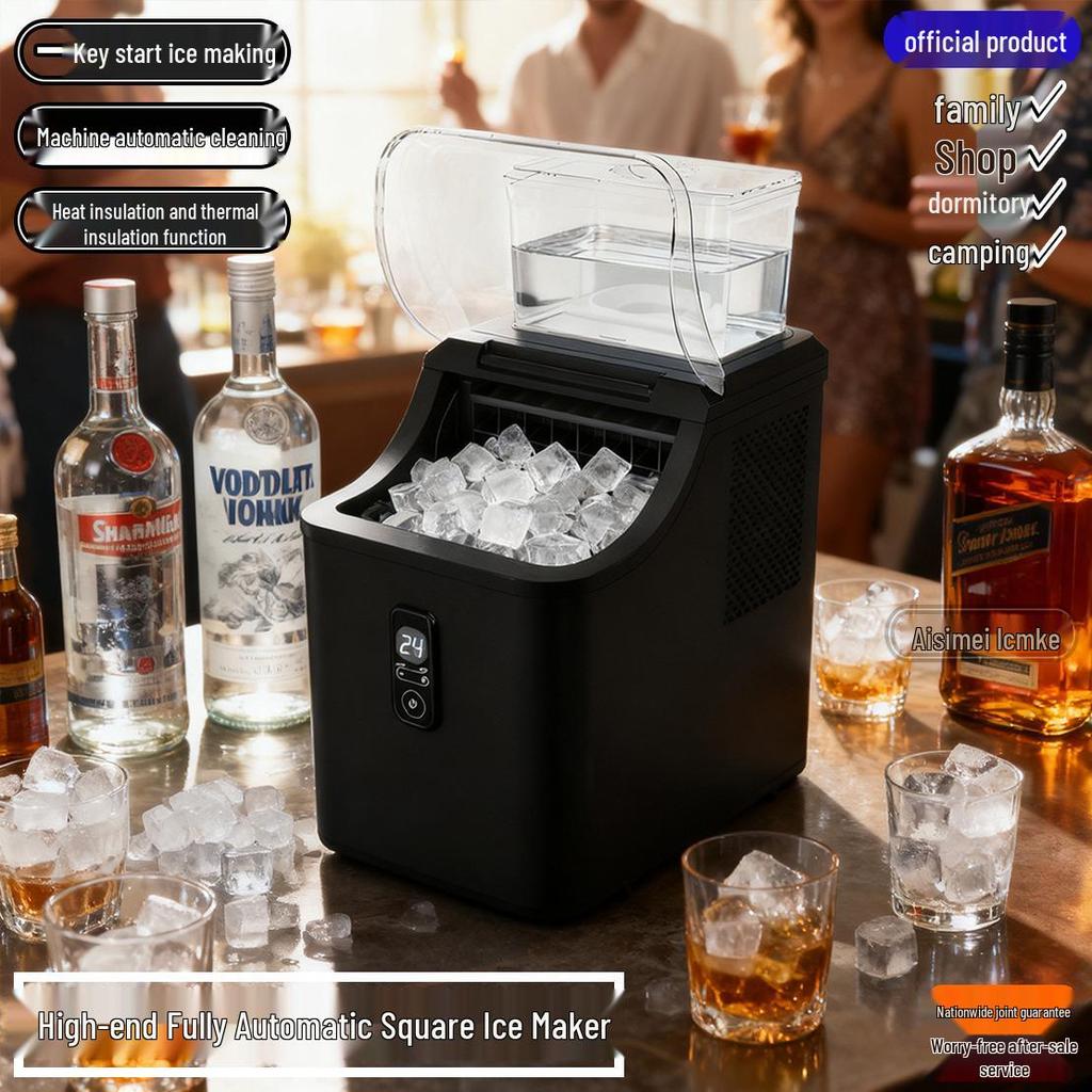 220V Automatic Square Ice Maker for Home, Commercial, Outdoor, Dorm, Camping, Milk Tea, Coffee, and Office Use