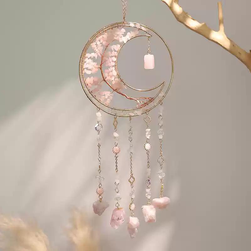 High-End Colorful Crystal Stone Dream Catcher Wind Chime Sun Catcher Decoration for Room Balcony Hanging Ornament Home Decor
