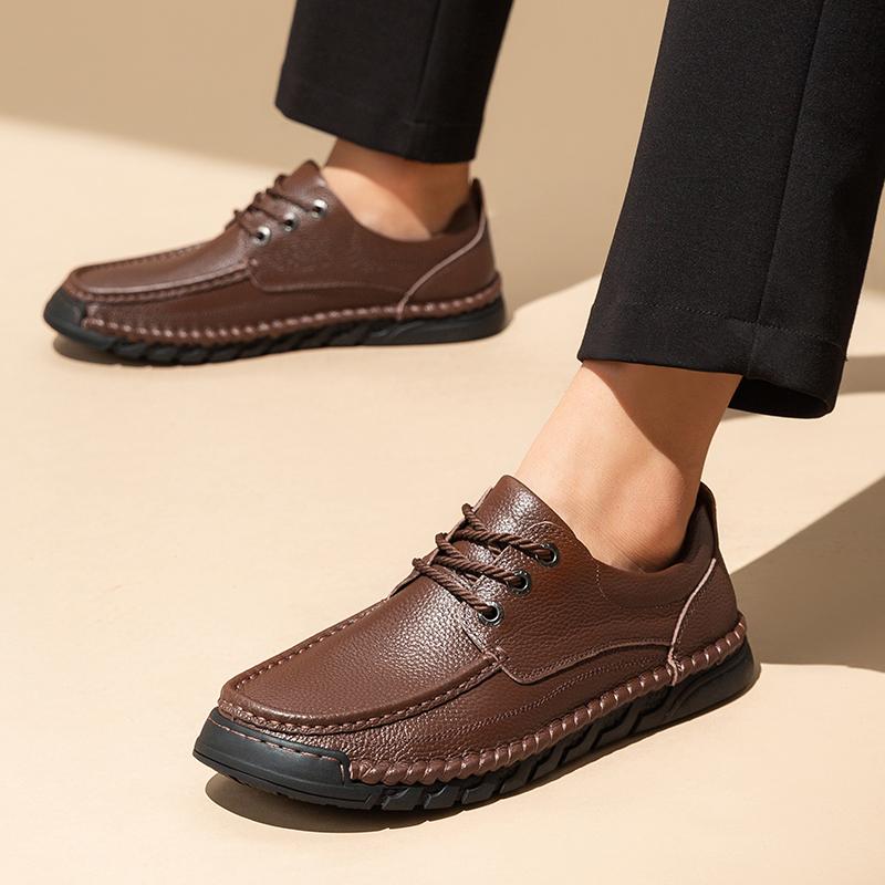 Fashion Genuine leather business men's shoes Retro gentleman style Leisure Business Office outdoor party Adult Black Brown shoes