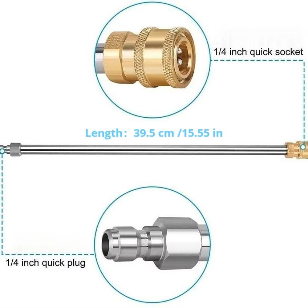 1Pcs Stainless Steel Washer Extension Wand High Pressure Electric Washer Nozzle Spray Lance Rod