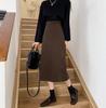 2025 Autumn/Winter Plus Size High-Waisted Slimming Bodycon Skirt with Slit for Women
