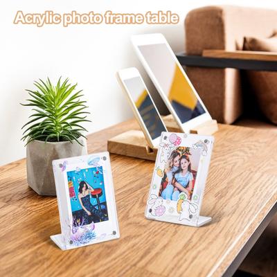 3-Zoll-Fotorahmen mit Cartoon-Tiermuster, Schreibtisch-Acryl-Displayrahmen, Kunstwerk für Familienfotos, gepresste Blumen