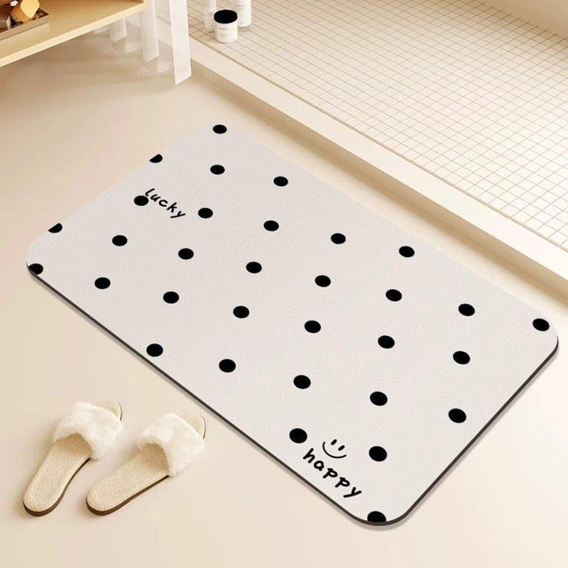 Cream Wind Bathroom Floor Mat, Real Diatom Mud Absorbent Mat, Quick-drying Toilet Door Carpet, Toilet Non-slip Foot Mat