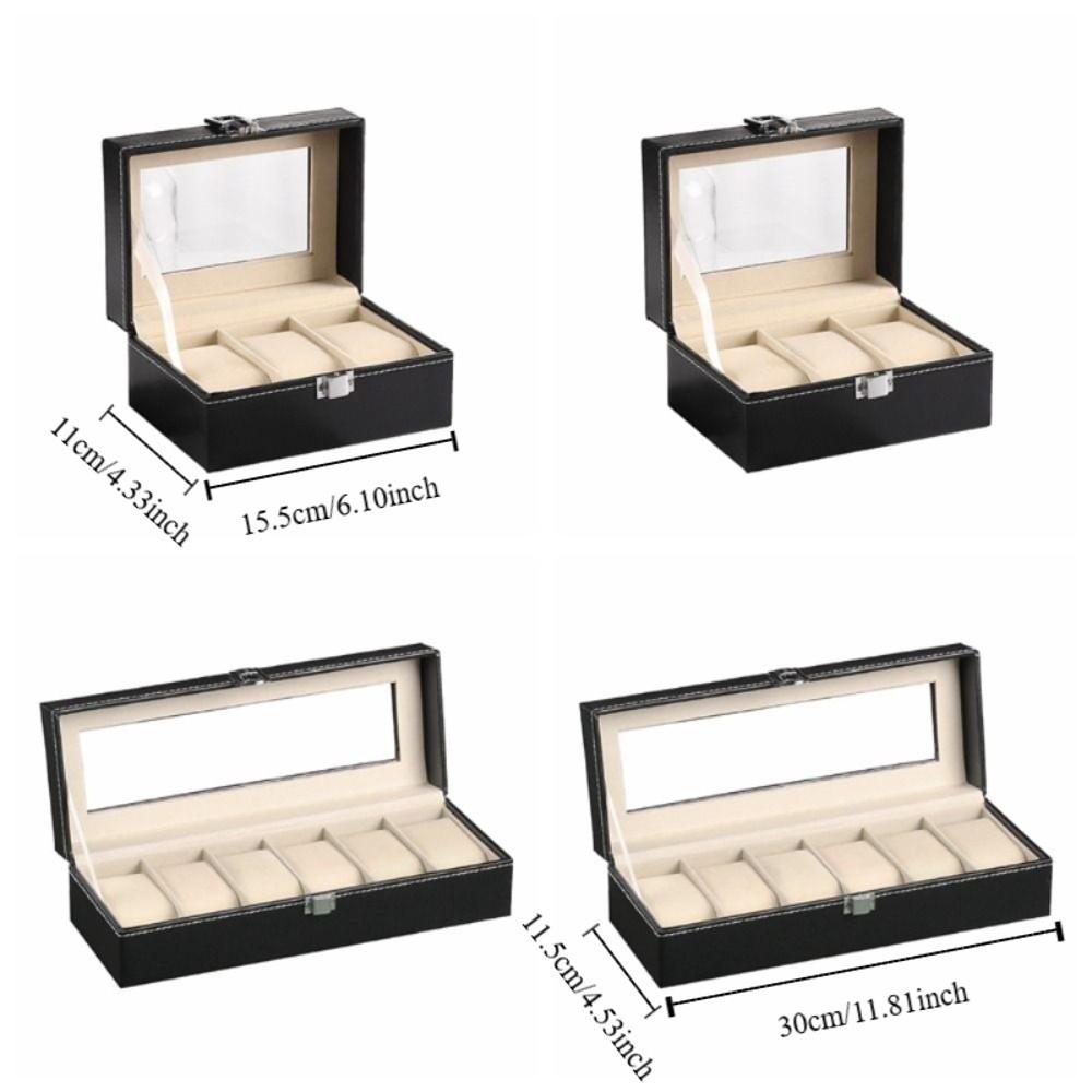 Glass Window Watch Display Box PU Leather Jewelry Display Box Watch Case Organizer  Display Case