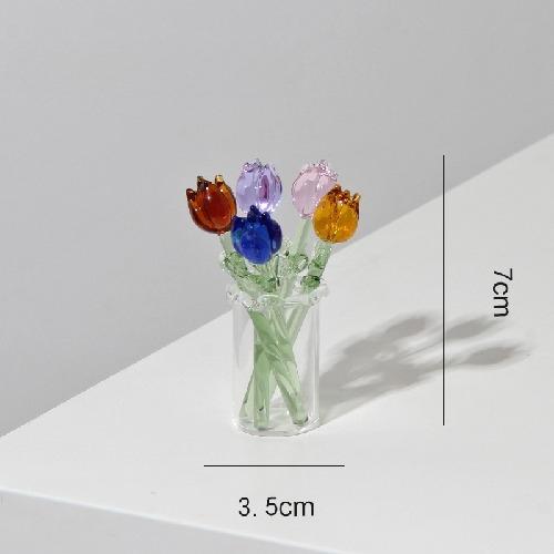 Tulip Glass Flower Handmade Simulation Bouquet Eternal Flower Creative Art Desktop Decoration